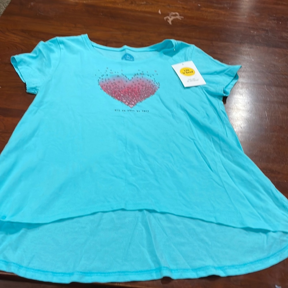 NWT Life is Good T-shirt Girl size 12-14 shorts sleeves